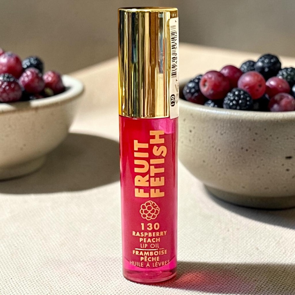 Milani Fruit Fetish Lip Oil 130 Raspberry Peach 0.14oz Bright Fuchsia Pink
